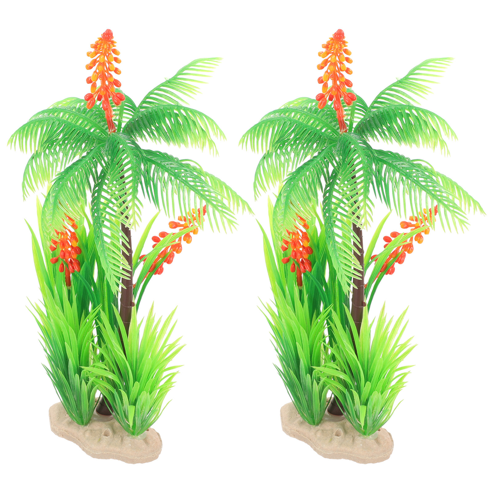 2Pcs Realistic Plastic Palm Tr - đánh giá và giá Non Planted Aquarium Fish